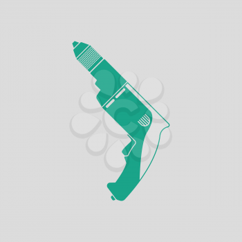 Electric drill icon. Gray background with green. Vector illustration.