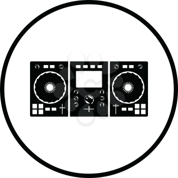 DJ icon. Thin circle design. Vector illustration.