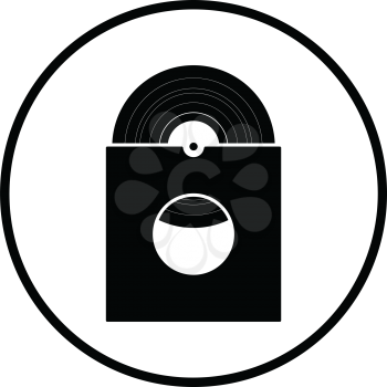 Vinyl record in envelope icon. Thin circle design. Vector illustration.