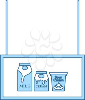Milk Market Department Icon. Thin Line With Blue Fill Design. Vector Illustration.