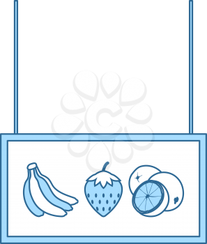 Fruits Market Department Icon. Thin Line With Blue Fill Design. Vector Illustration.