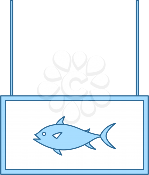 Fish Market Department Icon. Thin Line With Blue Fill Design. Vector Illustration.