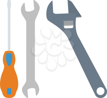 Wrench and screwdriver icon. Flat color design. Vector illustration.