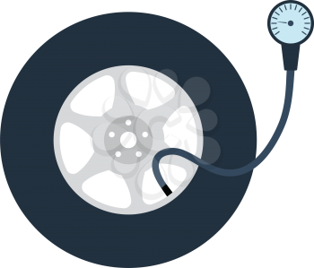 Tire pressure gage icon. Flat color design. Vector illustration.