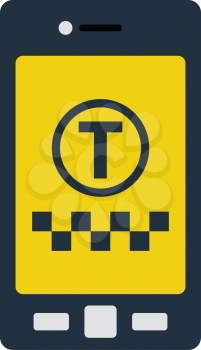 Taxi service mobile application icon. Flat color design. Vector illustration.