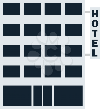 Hotel building icon. Flat color design. Vector illustration.