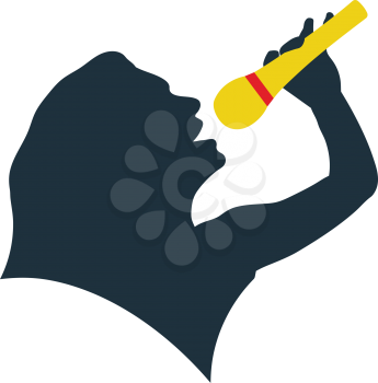 Karaoke womans silhouette icon. Flat color design. Vector illustration.