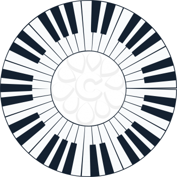 Piano circle keyboard icon. Flat color design. Vector illustration.