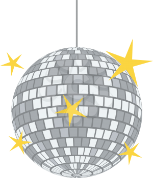 Night clubs disco sphere icon. Flat color design. Vector illustration.