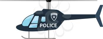 Police helicopter icon. Flat color design. Vector illustration.