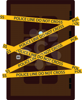Crime scene door icon. Flat color design. Vector illustration.