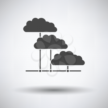 Cloud Network Icon on gray background, round shadow. Vector illustration.