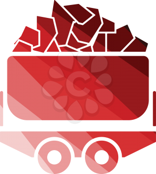 Mine coal trolley icon. Flat color design. Vector illustration.