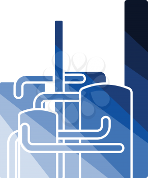 Chemical plant icon. Flat color design. Vector illustration.