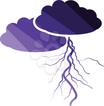Clouds and lightning icon. Flat color design. Vector illustration.