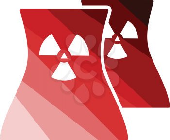 Nuclear station icon. Flat color design. Vector illustration.