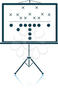 American football game plan stand icon. Shadow reflection design. Vector illustration.