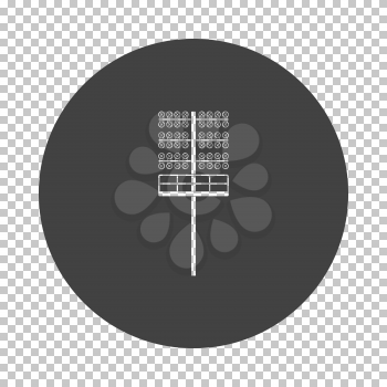 Soccer light mast  icon. Subtract stencil design on tranparency grid. Vector illustration.