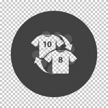 Soccer replace icon. Subtract stencil design on tranparency grid. Vector illustration.