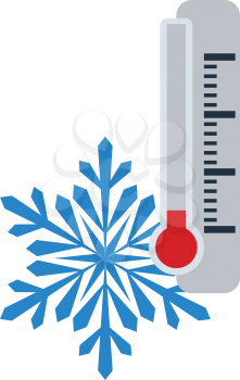 Winter cold icon. Flat color design. Vector illustration.