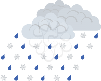Rain with snow icon. Flat color design. Vector illustration.