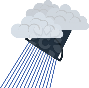 Rainfall like from bucket icon. Flat color design. Vector illustration.