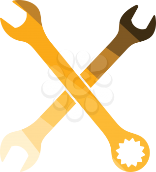 Crossed wrench  icon. Flat color design. Vector illustration.