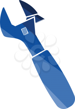 Adjustable wrench  icon. Flat color design. Vector illustration.