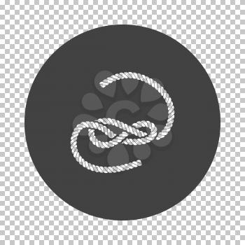 Knoted rope  icon. Subtract stencil design on tranparency grid. Vector illustration.