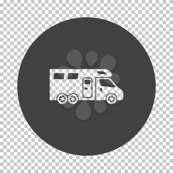 Camping family caravan  icon. Subtract stencil design on tranparency grid. Vector illustration.