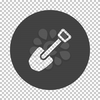 Camping shovel icon. Subtract stencil design on tranparency grid. Vector illustration.