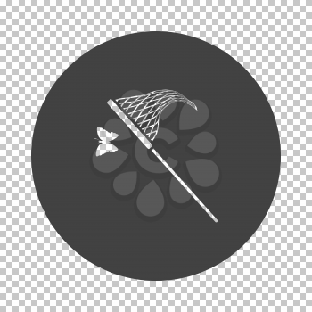 Butterfly net  icon. Subtract stencil design on tranparency grid. Vector illustration.