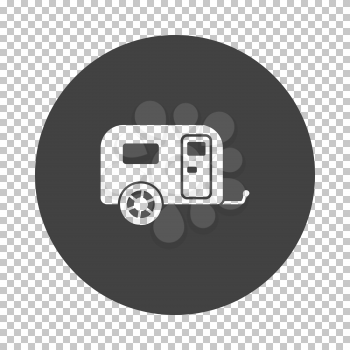 Camping family caravan car  icon. Subtract stencil design on tranparency grid. Vector illustration.