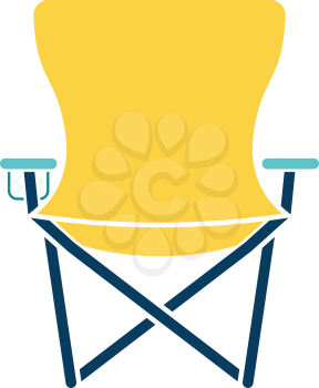 Icon of Fishing folding chair. Flat color design. Vector illustration.