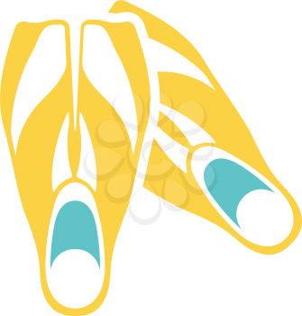 Icon of swimming flippers . Flat color design. Vector illustration.