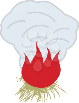 Sesonal grass burning icon. Flat color design. Vector illustration.