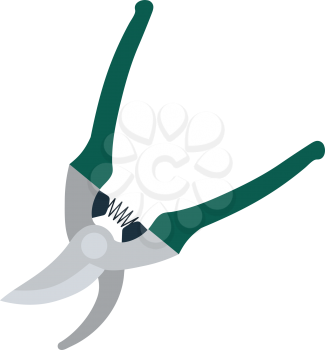 Garden scissors icon. Flat color design. Vector illustration.