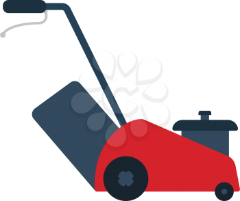 Lawn mower icon. Flat color design. Vector illustration.