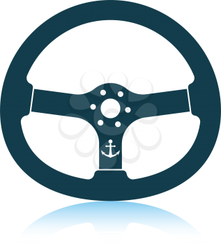 Icon of  steering wheel . Shadow reflection design. Vector illustration.