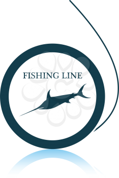 Icon of fishing line. Shadow reflection design. Vector illustration.