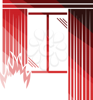 Home fire icon. Flat color design. Vector illustration.