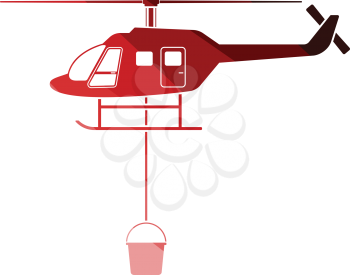 Fire service helicopter icon. Flat color design. Vector illustration.