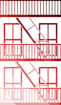 Emergency fire ladder icon. Flat color design. Vector illustration.