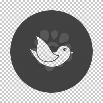 Bird icon. Subtract stencil design on tranparency grid. Vector illustration.