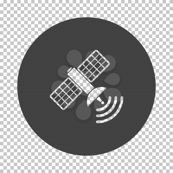 Satellite icon. Subtract stencil design on tranparency grid. Vector illustration.
