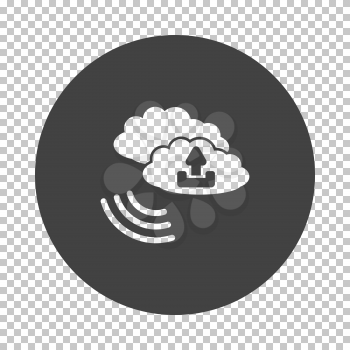 Cloud connection icon. Subtract stencil design on tranparency grid. Vector illustration.