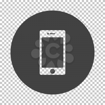 Smartphone icon. Subtract stencil design on tranparency grid. Vector illustration.