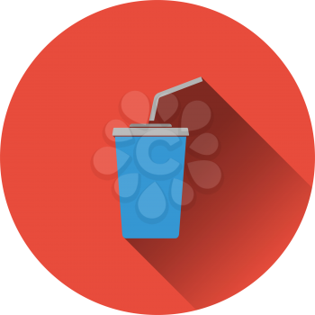 Cinema soda drink icon on gray background, round shadow. Vector illustration.