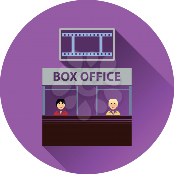 Box office icon on gray background, round shadow. Vector illustration.