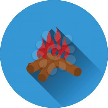 Flat design icon of camping fire  in ui colors. Vector illustration.
